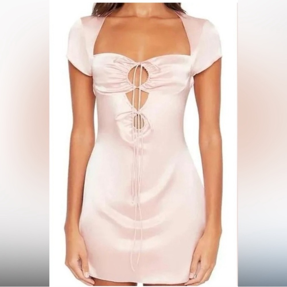 Danielle Guizio Baby Pink Silk Mini Dress